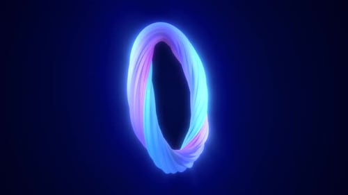 Abstrakter blauvioletter Energiemagie, hell leuchtender, sich drehender Linienring, Hintergrund