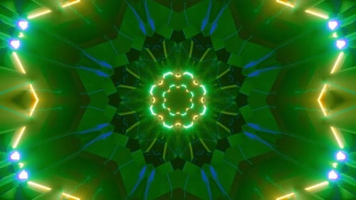 Glowing Geometric Kaleidoscope Tunnel Animation Loop