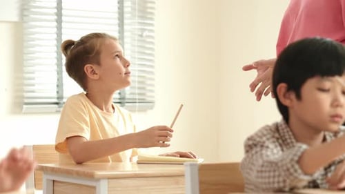 Young Students Learning in a Classroom with Teacher