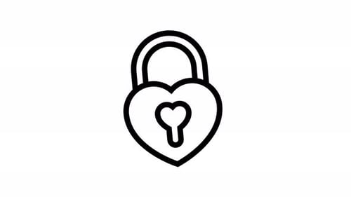 Minimalist Heart Padlock Lock and Unlock Icon Animation