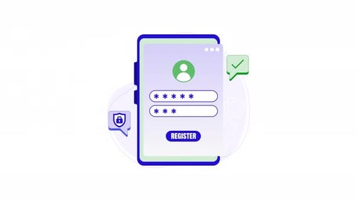 Register form animation vector . Suitable for technology, security, registration, online services.