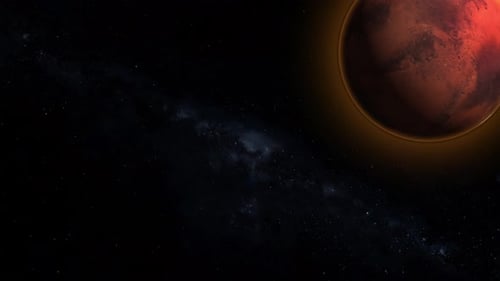 Animated planet mars from deep space. view of mars from space animated background.