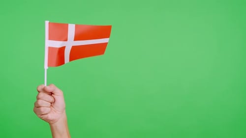 Denmark Flag waving in front of Chroma Key
