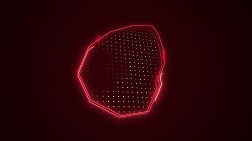 Rotating Neon Geometric Shape with Dotted Pattern