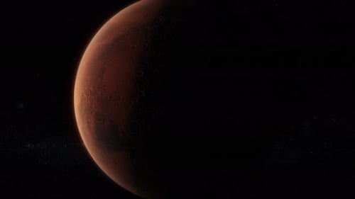 Realistic Mars Planet Rotating in Dark Space