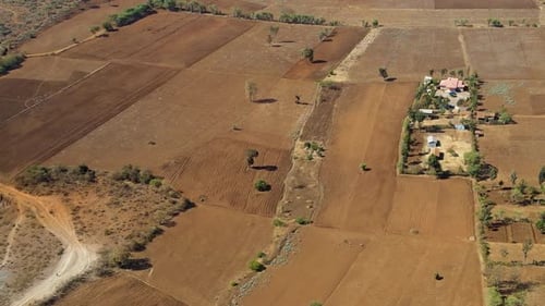 Drone view of the rural kenya. Drought crisis in kenya - climate change in kenya