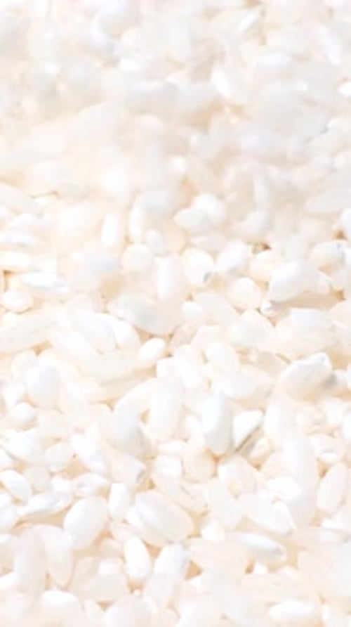 Macro Video of Rice Grains Rotating in a Circle Asian Food Vertical Video