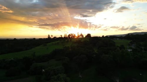 Sunset SKy at Rural Landscape in Countryside Scenery.
