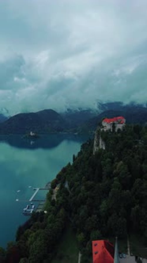 Aerial view of Bled Castle, Slovenia.