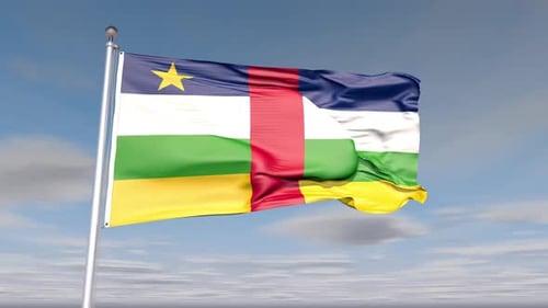 Realistic Central African Republic National Flag Waving Loop
