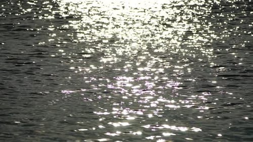 Abstract Shining Sun Reflections on Blue Surface of Sea Waves