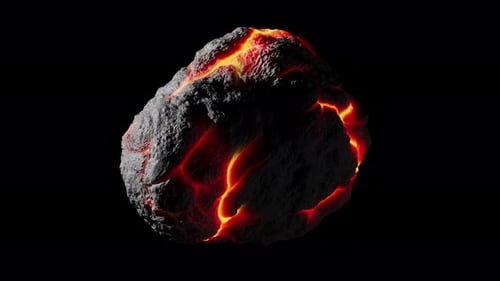 Animation 3D en boucle de la rotation d'un astéroïde extraterrestre. Canal Alpha.