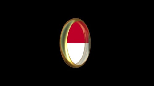 Glossy Golden 3D Rotating Indonesia Flag Button Animation