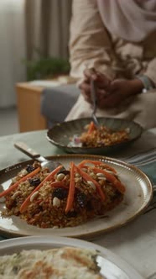 Makluba Dish on Table Vertical