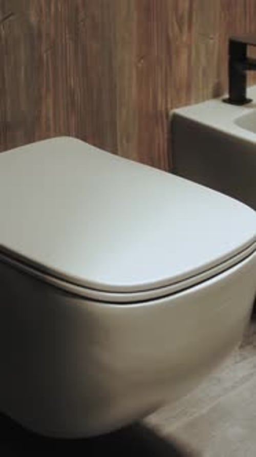 Modern White Elongated Toilet in Minimalist Bathroom