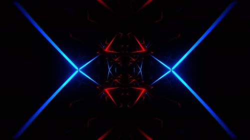 Red And Blue Neons Moving Mirror Tunnel Background Vj Loop In 4K