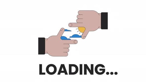 Sun clouds in finger frame line 2D loading animation