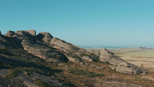 Flying Over The Steppe And Rocky Hills
