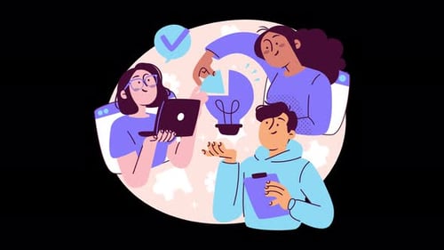 Leute, die in einer Gruppe arbeiten — Freunde, die Ideen und Projekte entwickeln