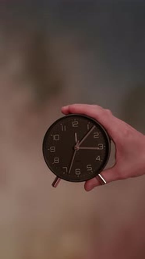 Diverse Hands Holding Clock Portrait