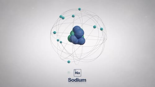 Nahtlos schleifenförmiges animiertes Natriumatom — Periodensystem der Elemente