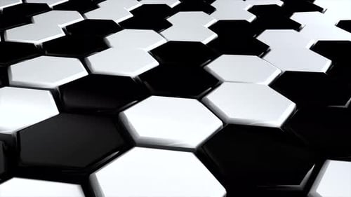 Abstract Hexagon White and Black Geometric Surface Loop Wavy Motion Background