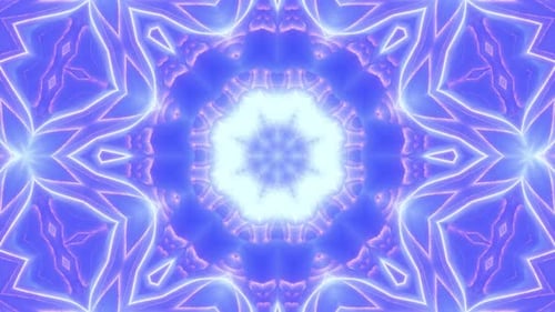 Vibrant Blue and Purple Geometric Kaleidoscope Pattern Animation