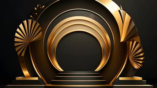Elegant Golden Geometric Arch Stage Background Animation