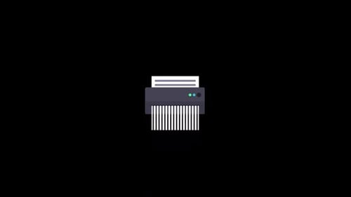 Flat Design Animated Paper Shredder Icon Loop
