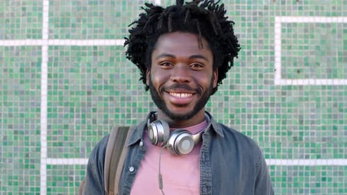 Smiling Young Adult Portrait in an Urban Setting
