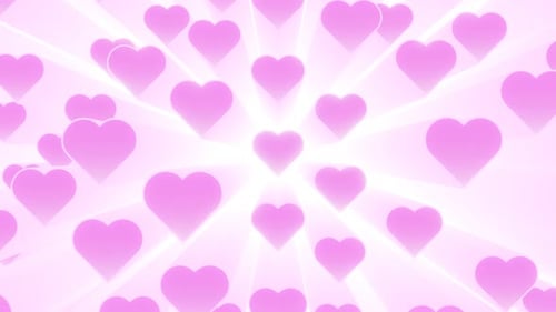 Rosa Herzen, Wellen im weiß leuchtenden VJ Loop-Animationshintergrund