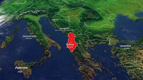 Albania Map Zoom-in with Capital and City Labels