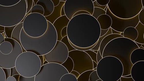 Dynamic Abstract Circles with Luminous Golden Outline Loop Background