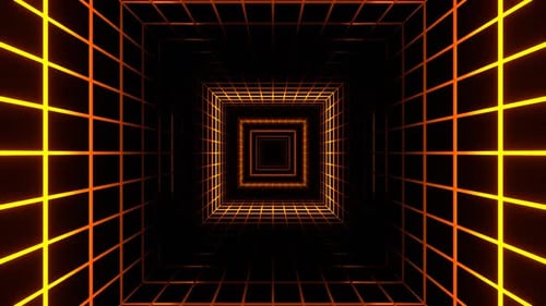 Orange Striped Neon Light In A Mesh Tunnel Background Vj Loop In 4K
