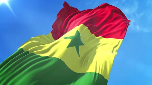 Realistic Ghana Flag Waving in Slow Motion