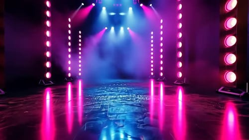 Dark stage with vibrant lighting