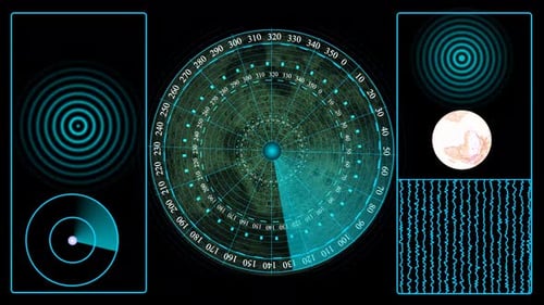 technology radar scanning Hud animation ,interface sonar radar screen 4k video circle template