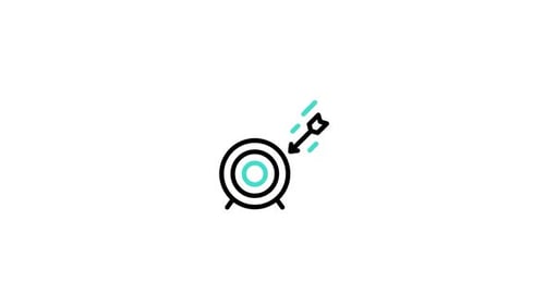 Flat Design Animated Arrow Hitting Target Success Icon