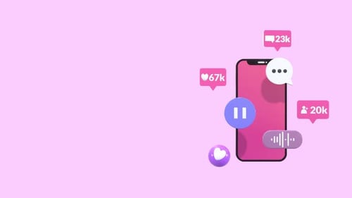 3D Smartphone Animation with Social Media Engagement Icons