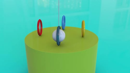 3D Sphere and Geometric Rings Interaction Animation