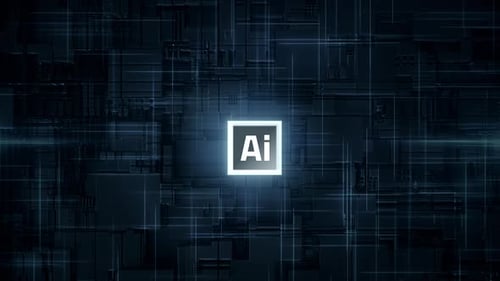 AI Concept over 3D Circuitry and Glowing Lines Over Motherboard HD