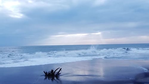 clean and clear beach like a heaven, sea shore having beautiful black coral reef, Early morning view