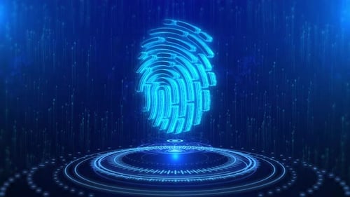 Texto de huella digital Cyberspace Future Digital Technology Hologram Concepto