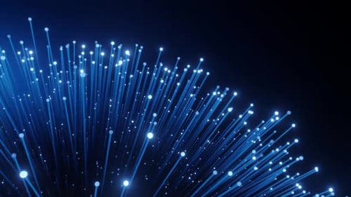 Abstract Blue Light Beams Emanating from Central Point