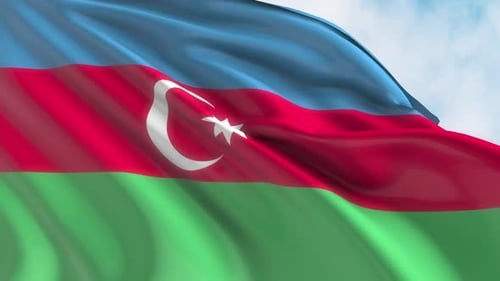 Azerbaijan National Flag Realistic Waving Animation