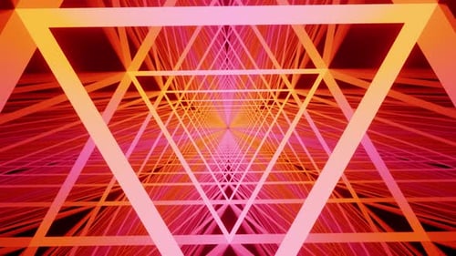 Nouveau triangle en néon rose et rouge avec animation en boucle Vj en forme de tunnel