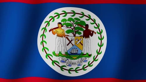 Waving Belize Flag with National Emblem Animation