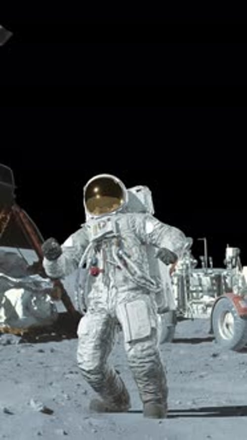 Astronaut Doing Popular Dance Moves on Lunar Surface