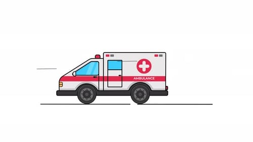 Animated Ambulance Driving Flat Design