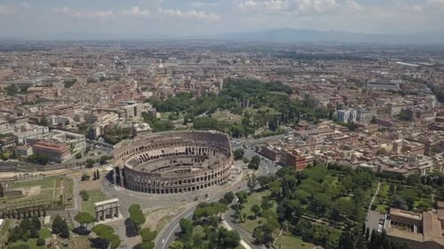Aerial View of the Colosseum in Rome, Italy